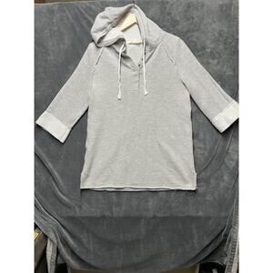 Soft Surroundings Just Beachy Pullover French Terry Henley Hoodie M Gray Coastal